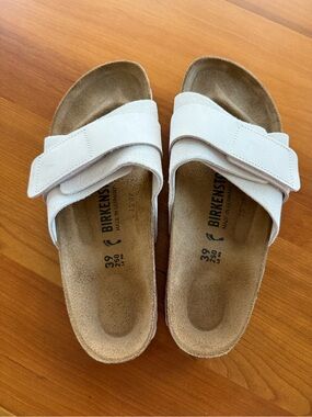 Birkenstock Kyoto Antique White Suede Leather Sandals EU 39 US 8-8.5